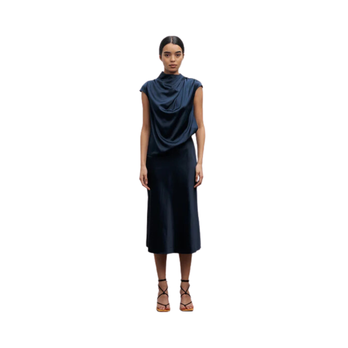 Hana Satin Skirt - Navy