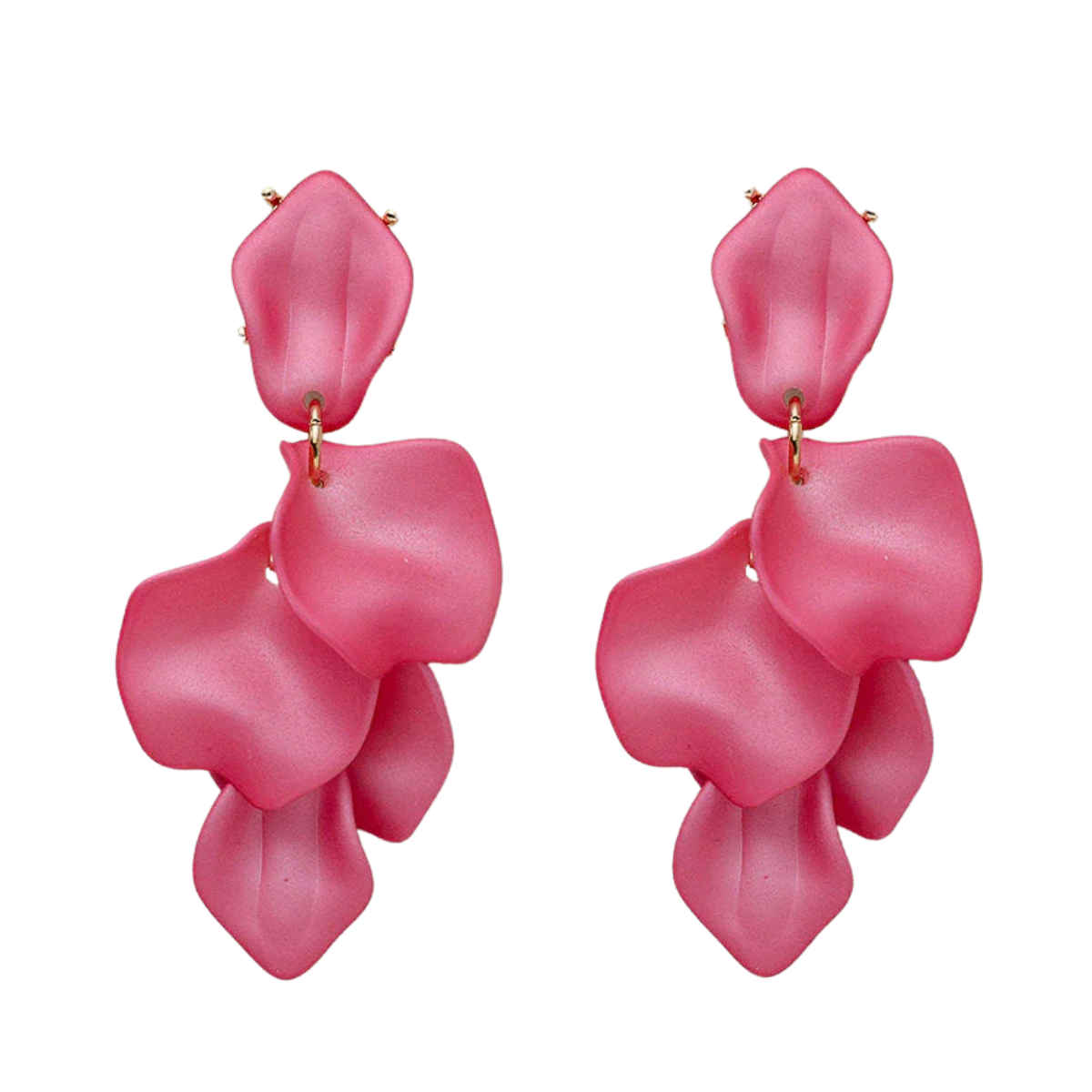 Leaf Earrings Pearl - Strong Pink