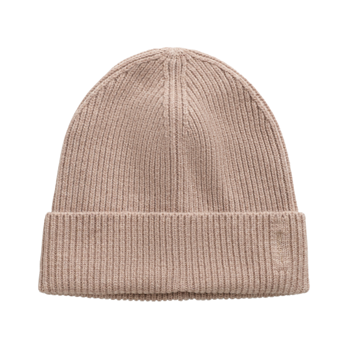 WOOL RIBBED BEANIE - Beige