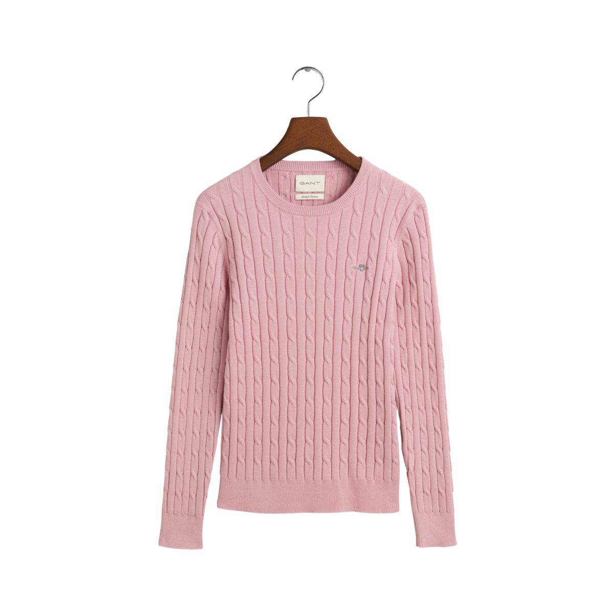 Stretch Cotton Cable C-Neck - Pink