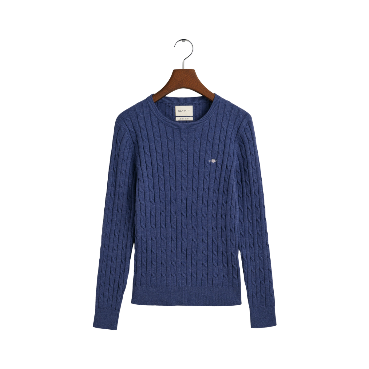 Stretch Cotton Cable C-Neck - Navy