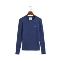 Stretch Cotton Cable C-Neck - Navy