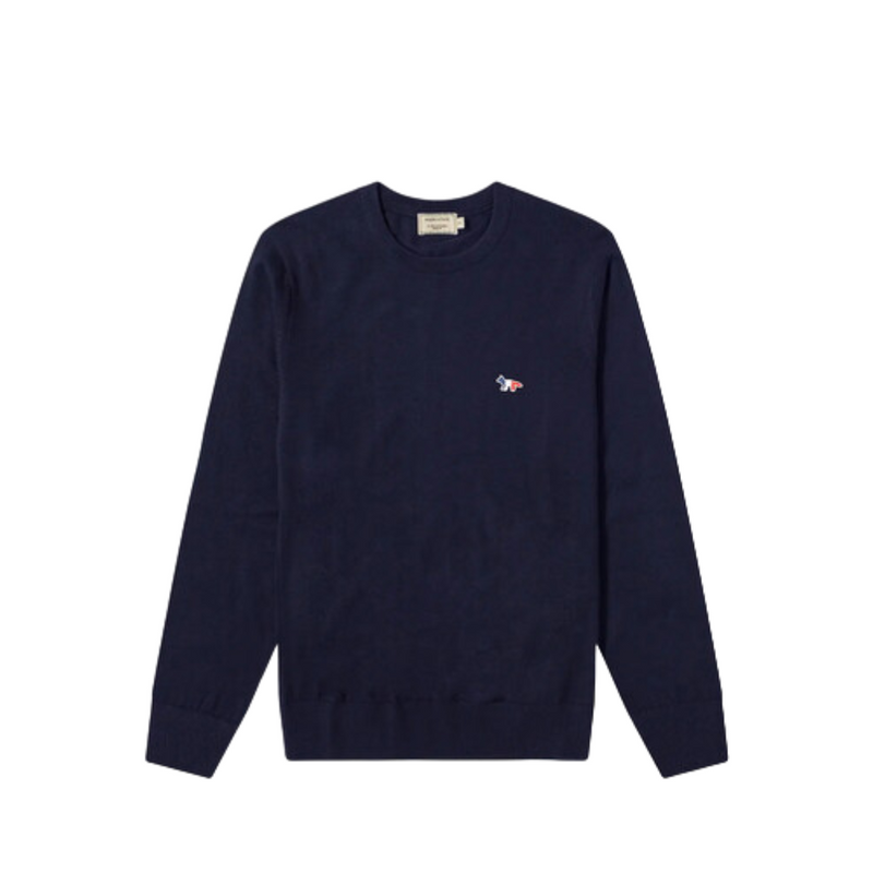 Tricolor Fox Patch Classic R-Neck Jumper - Navy