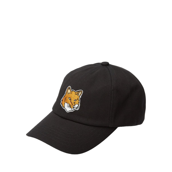 Large Fox Head Embroidery Cap - Black