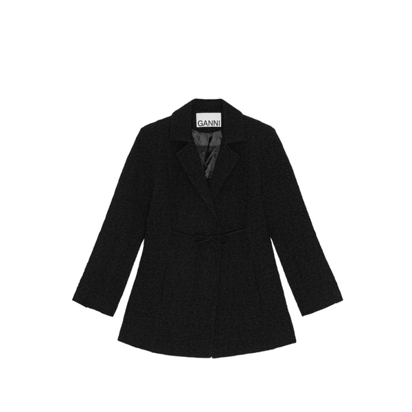 Textured suiting tiestring blazer - Black