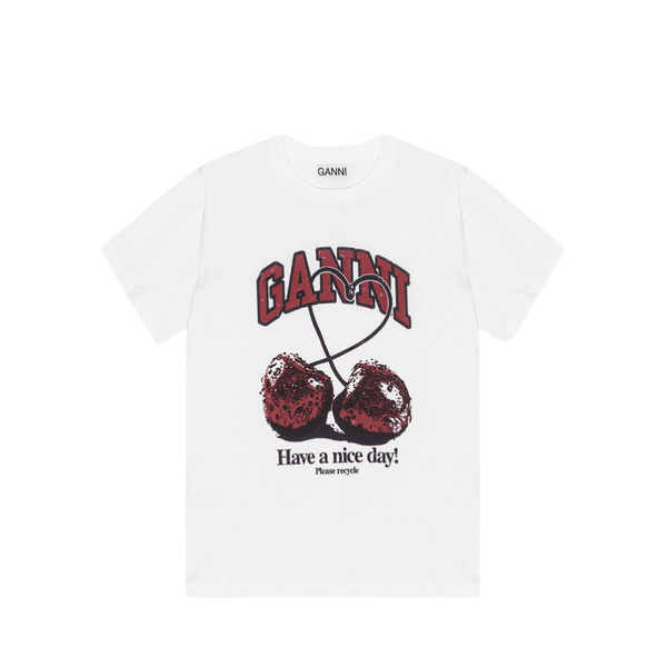 Basic jersey cherry relaxed t-shirt - White