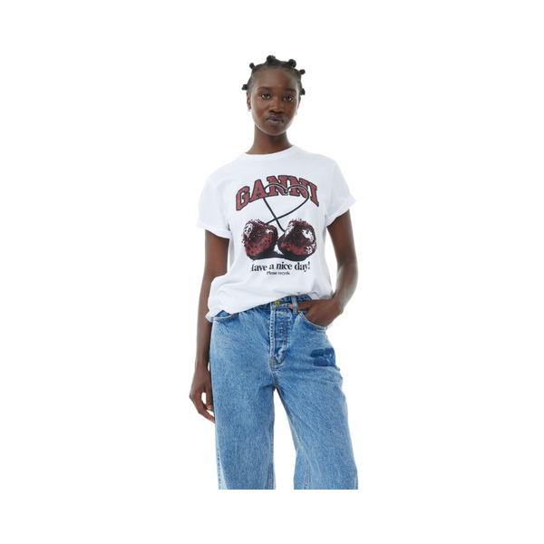 Basic jersey cherry relaxed t-shirt - White