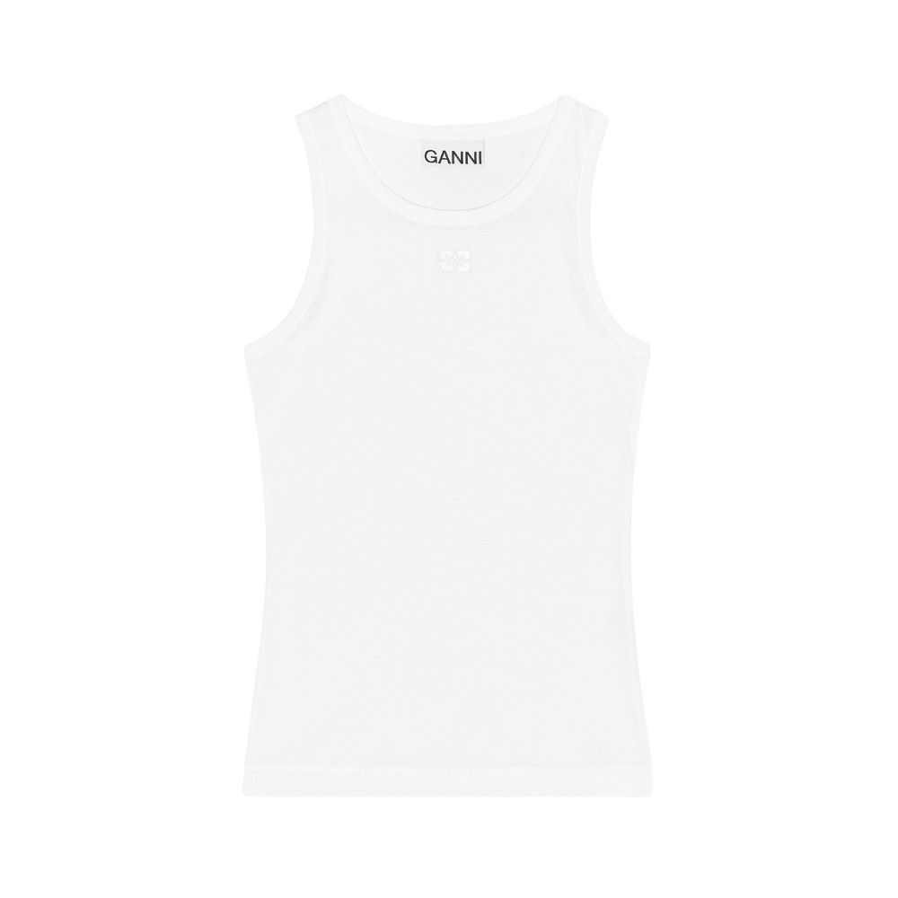 Soft cotton rib tank top - White