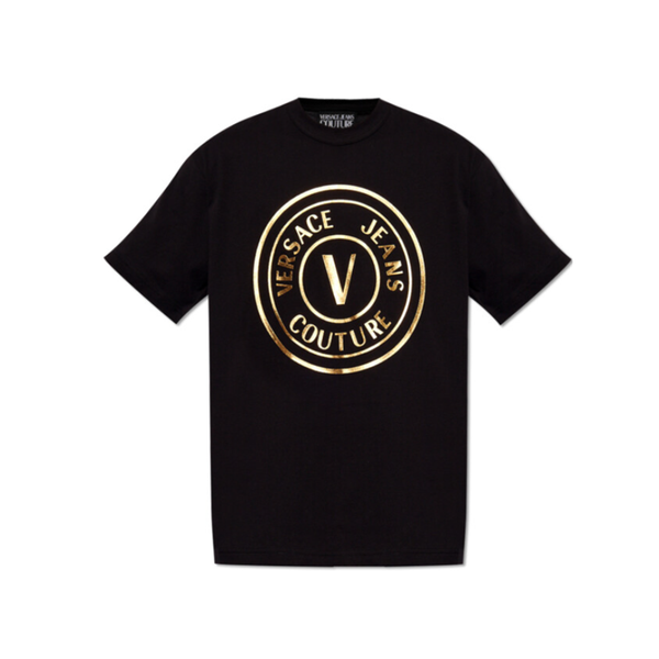 V-Emblem Metallic Logo T-Shirt - Black
