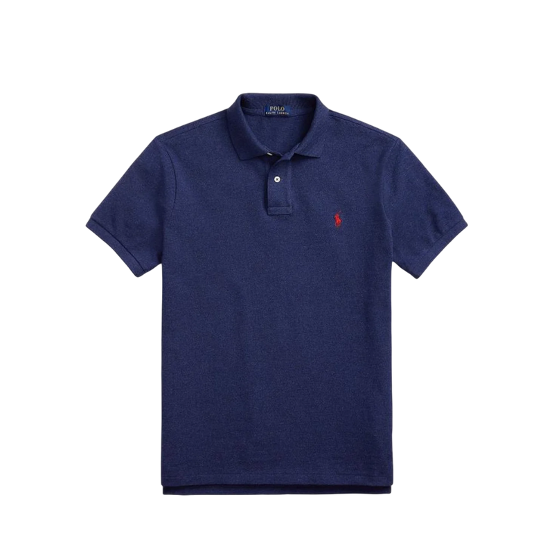 Custom Slim Fit Mesh Polo Shirt - Navy