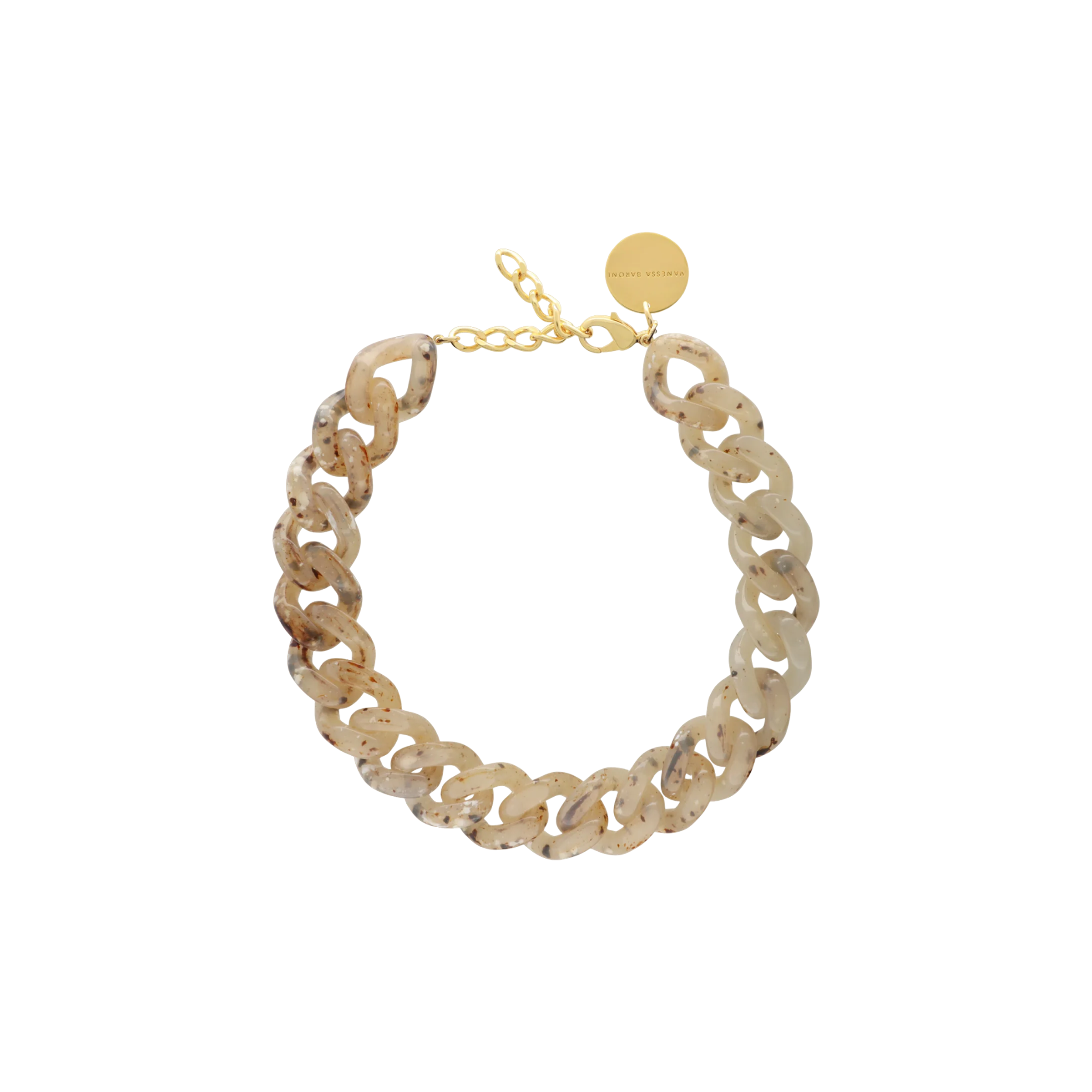 Flat Chain Necklace - Beige