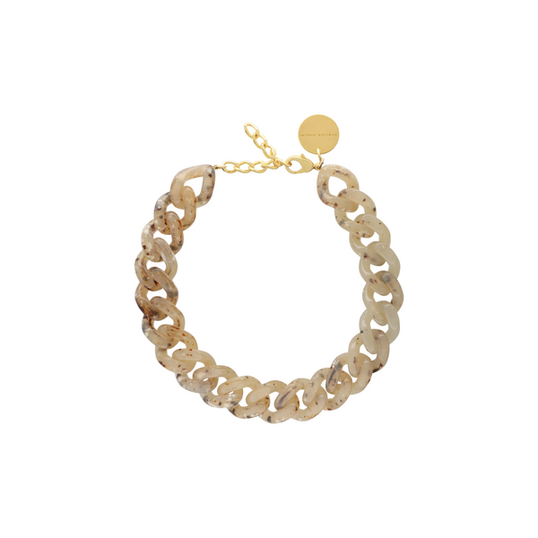 Flat Chain Necklace - Beige