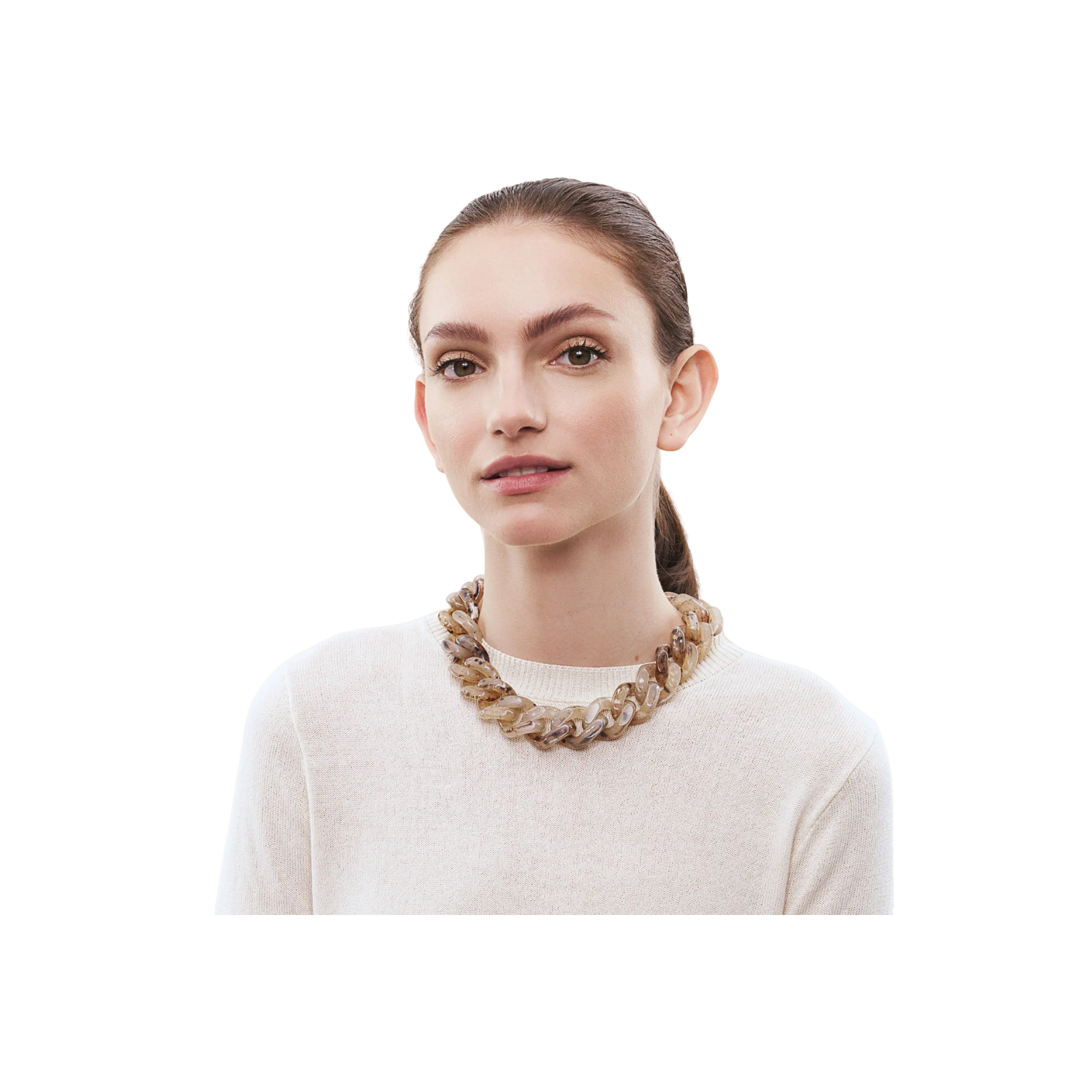 Flat Chain Necklace - Beige