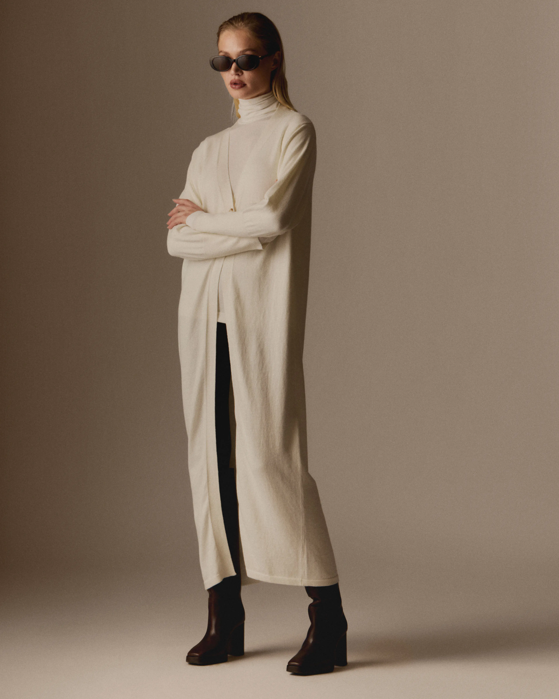 Cashmere Blend Long Cardigan - 011 Offwhite