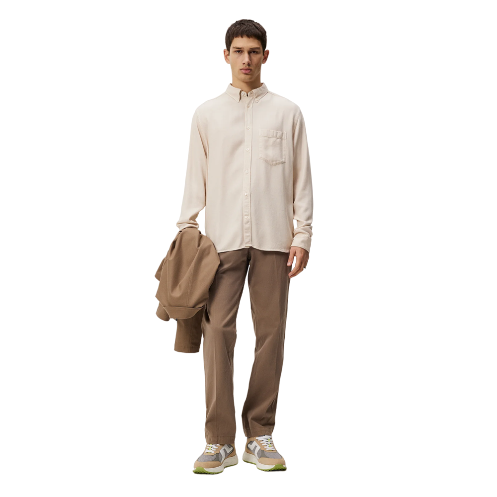 Reg LS Structure Tencel Shirt - Beige