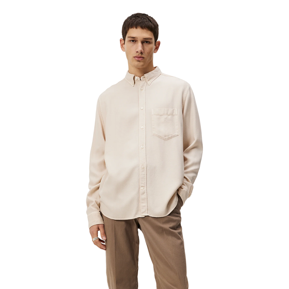 Reg LS Structure Tencel Shirt - Beige