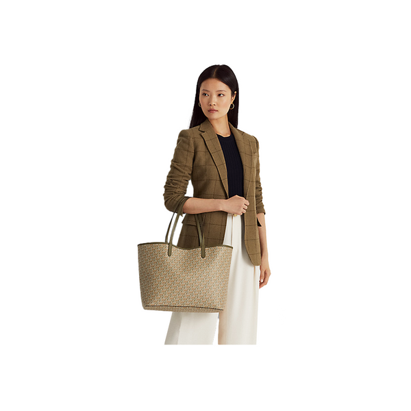 Coated Canvas Large Collins Bag - Green