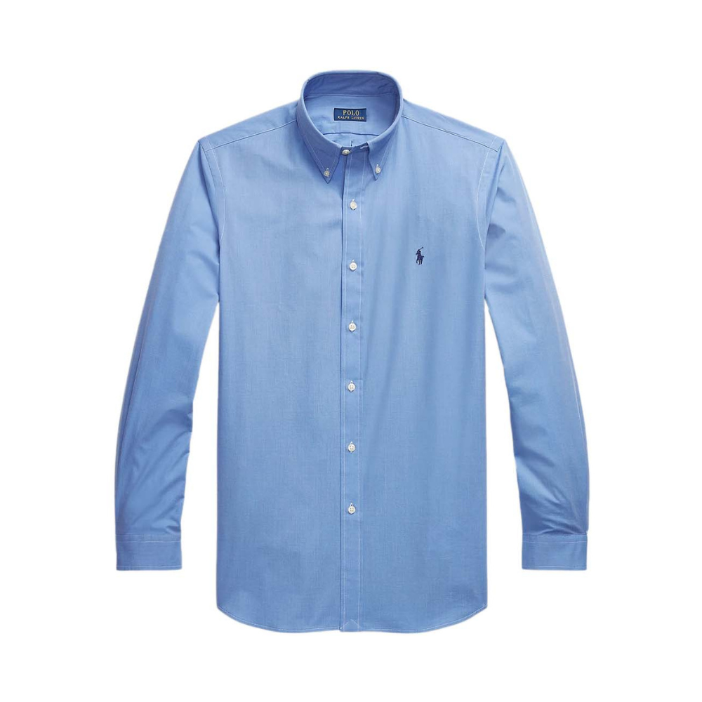 Custom Fit Stretch Poplin Shirt - Blue