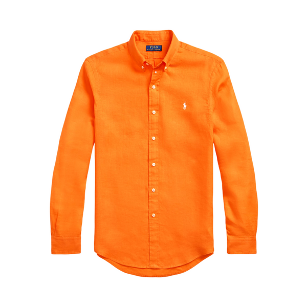 Slim Fit Linen Shirt - Orange
