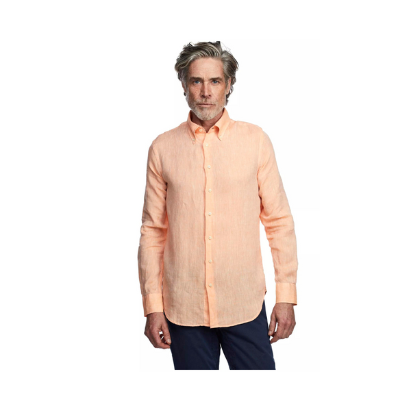 Linen Shirt Button Down - Orange