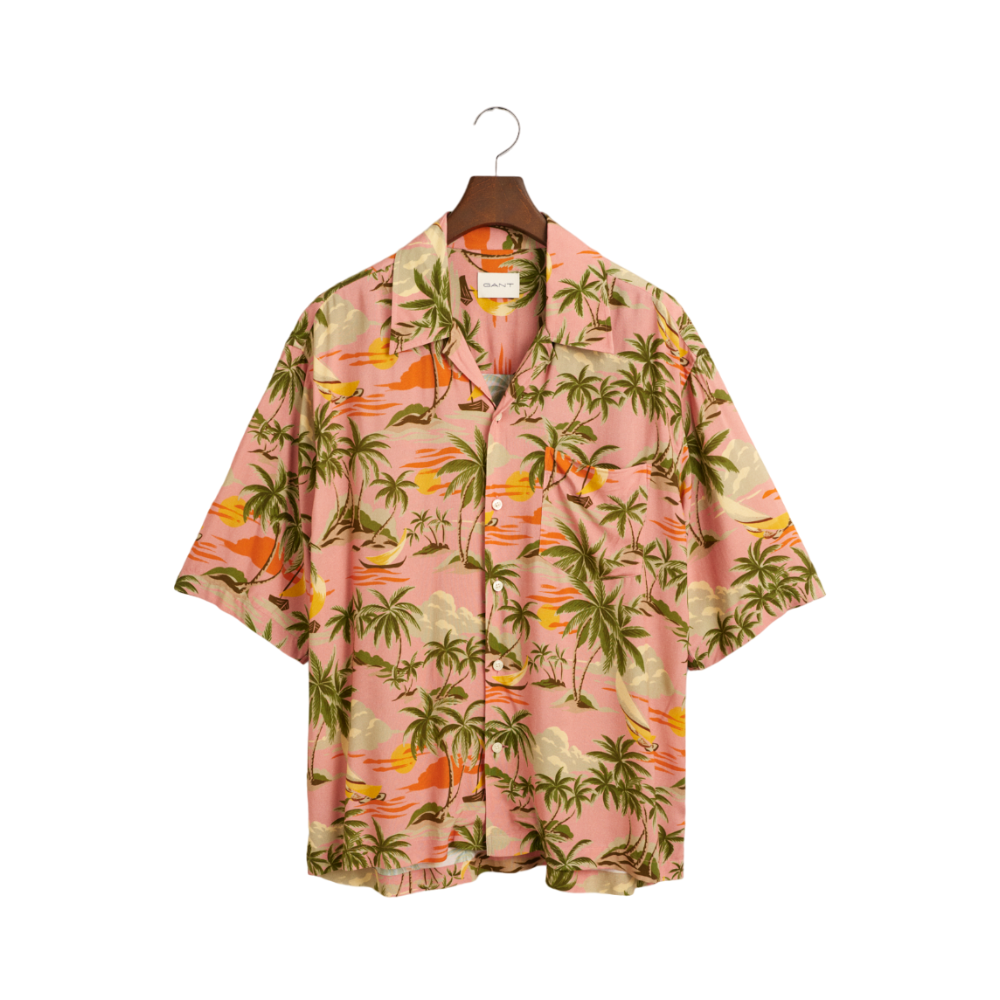 Viscose Hawaii Print SS Shirt - Pink