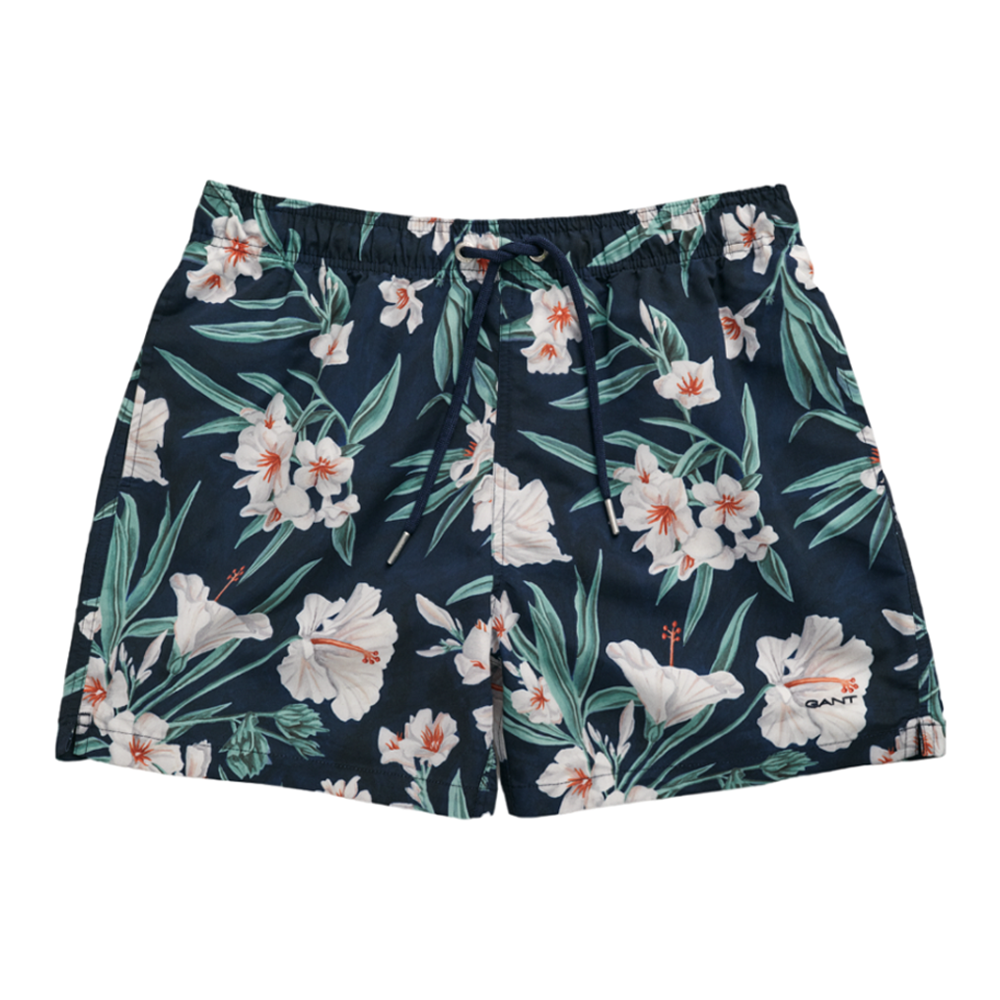 Oleander Print Swim Shorts - Blue