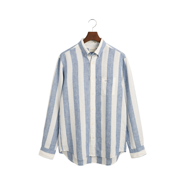 Bold Stripe Linen Shirt - Blue