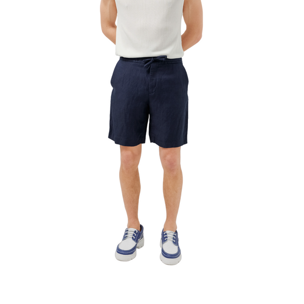 Sasha Drape Linen shorts - Navy