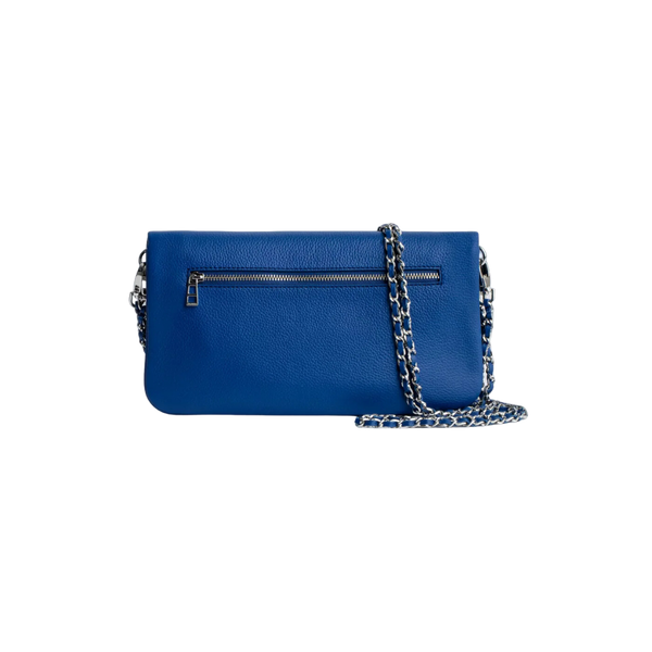 Rock Grained Leather Bag - Blue