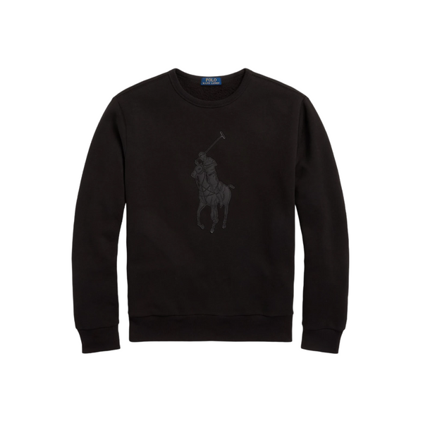 Long Sleeve Polo Logo Sweatshirt - Black