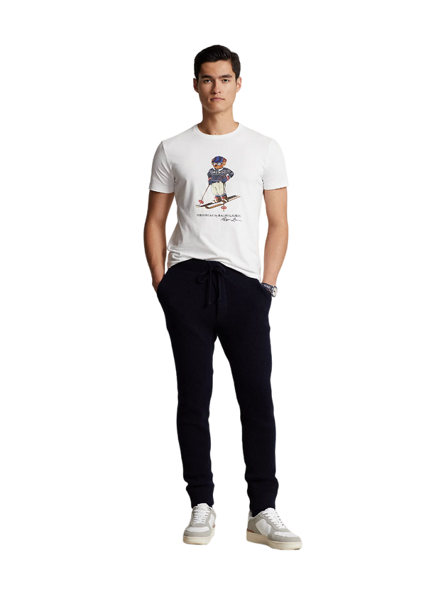Custom Slim Fit Polo Bear Jersey T-Shirt - White