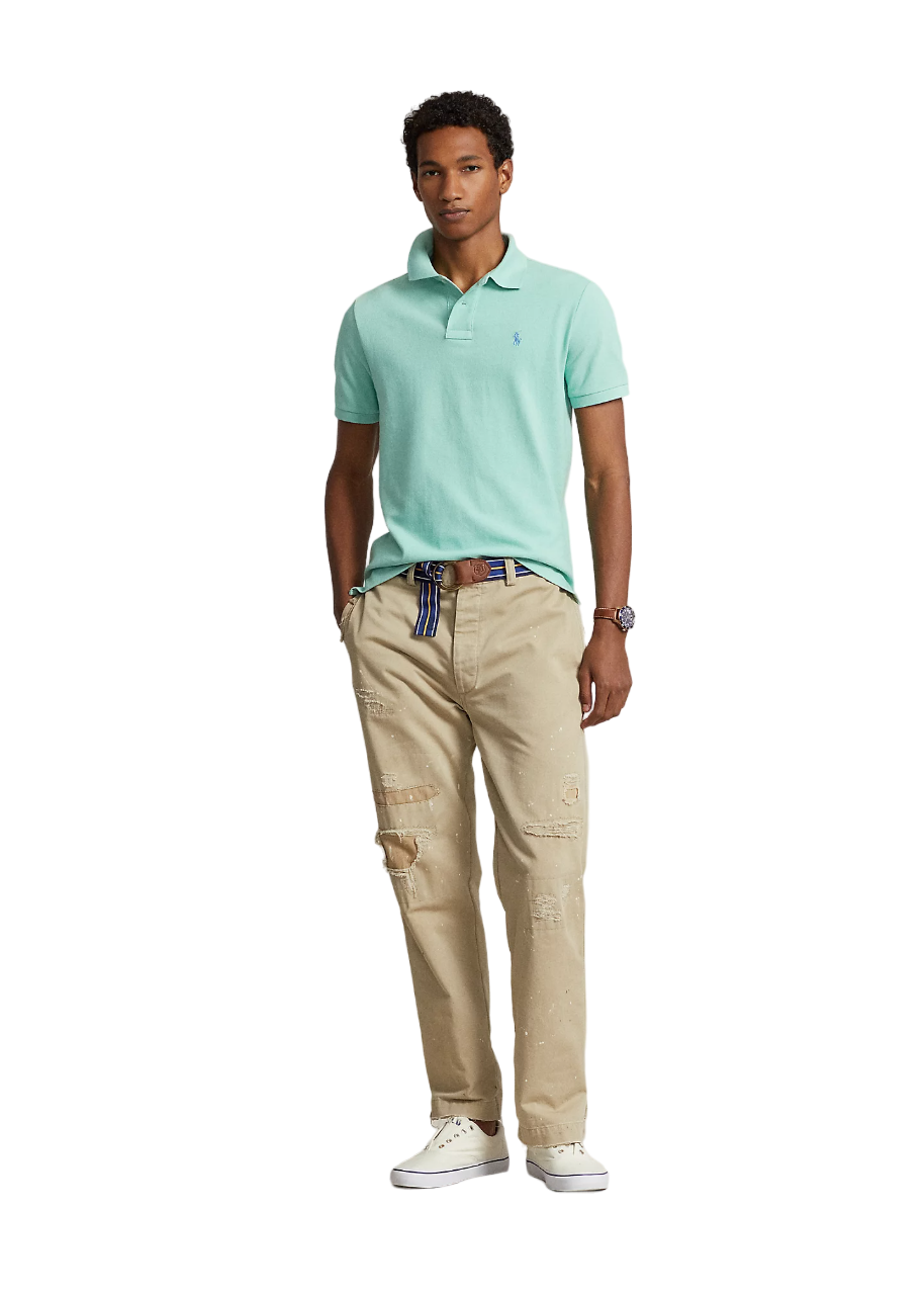 Custom Slim Fit Mesh Polo Shirt - Green