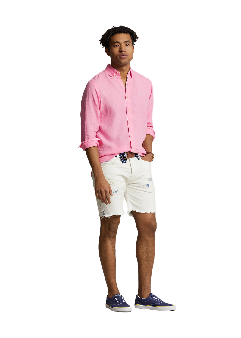 Slim Fit Linen Shirt - Pink