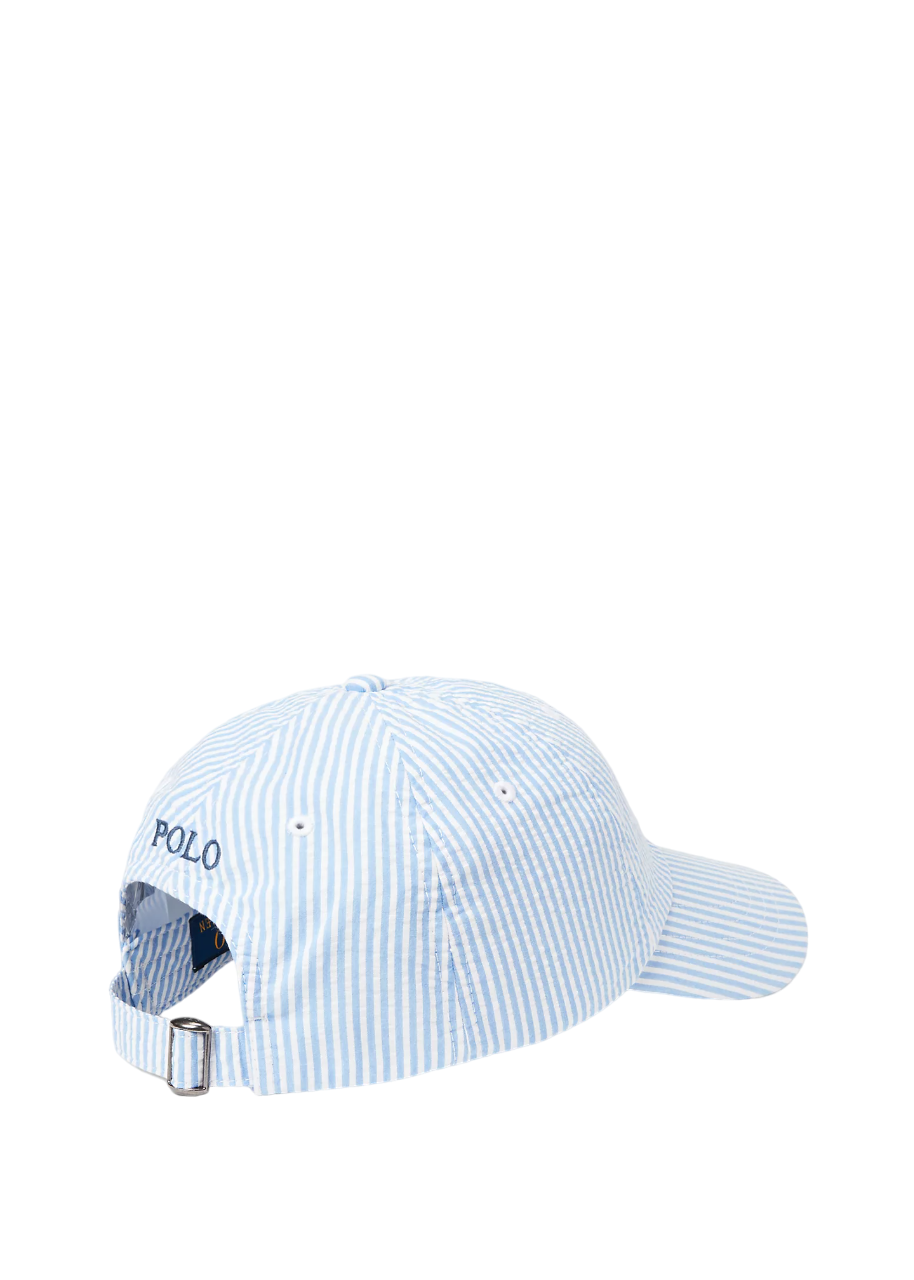 Striped Seersucker Cap - Blue