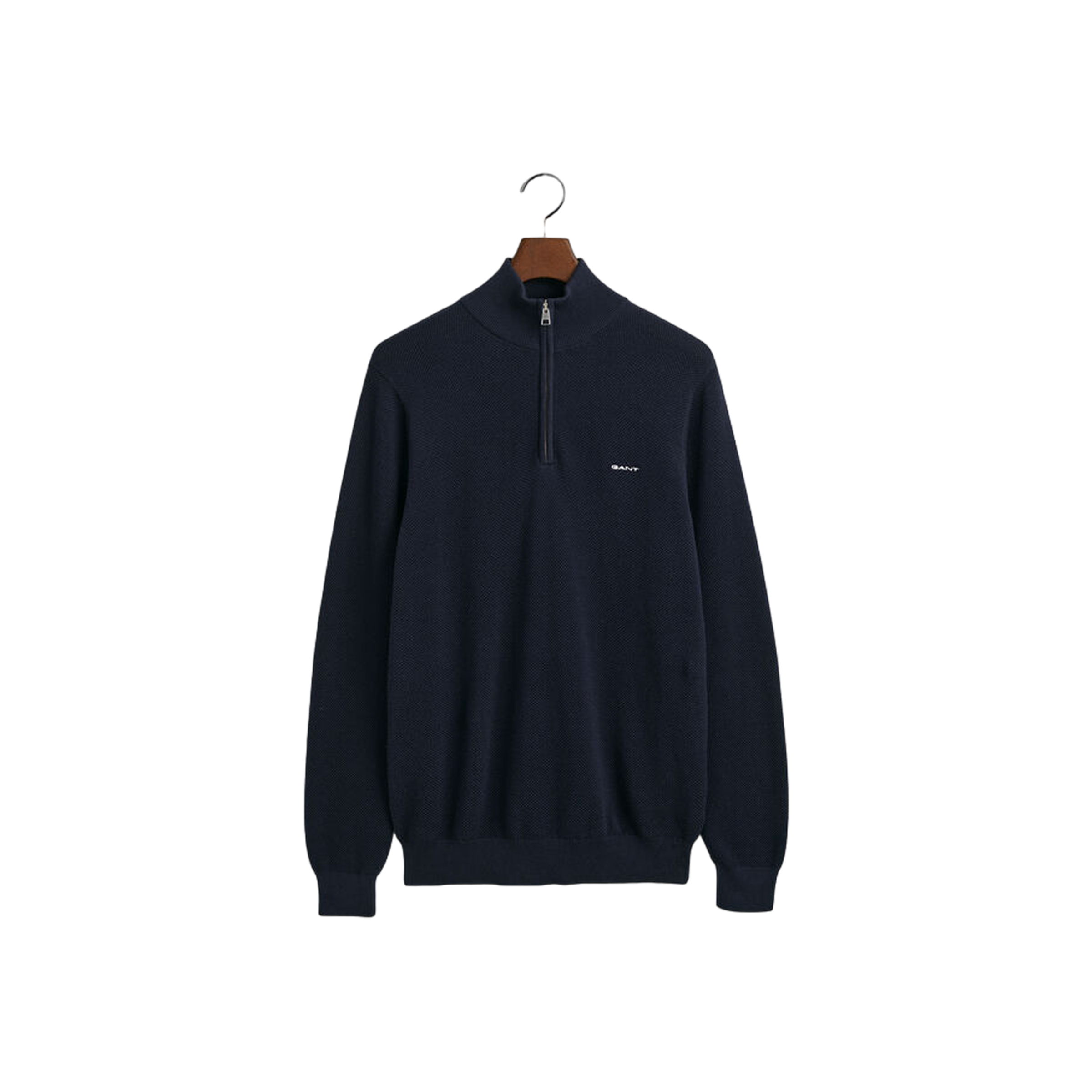 Cotton Pique Half Zip - Blue