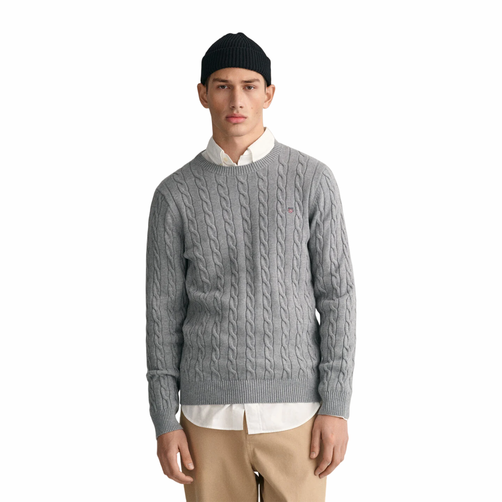 Cotton Cable C-Neck - Grey