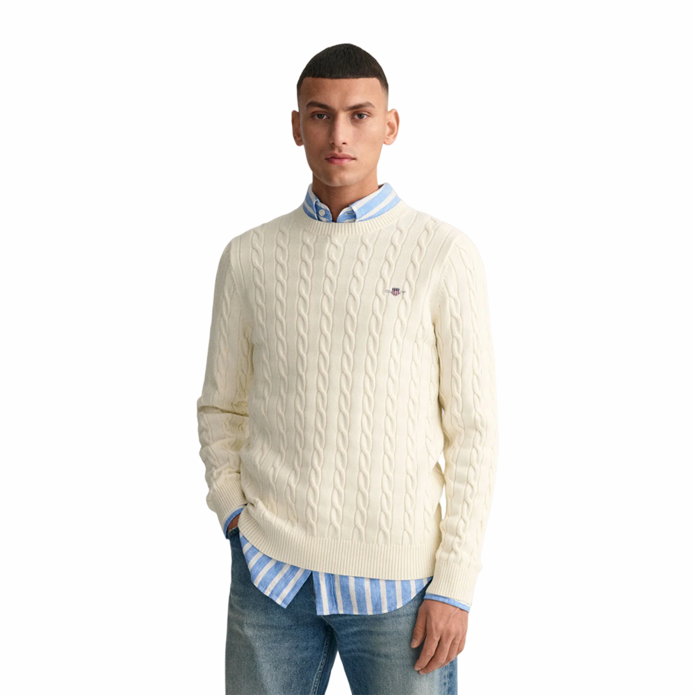 Cotton Cable C-Neck - 130 Cream