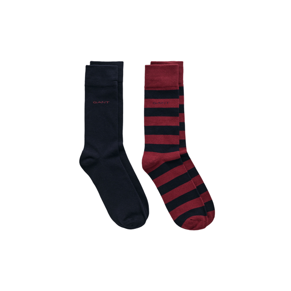 2 Pack - Dot And Solid Socks - Red