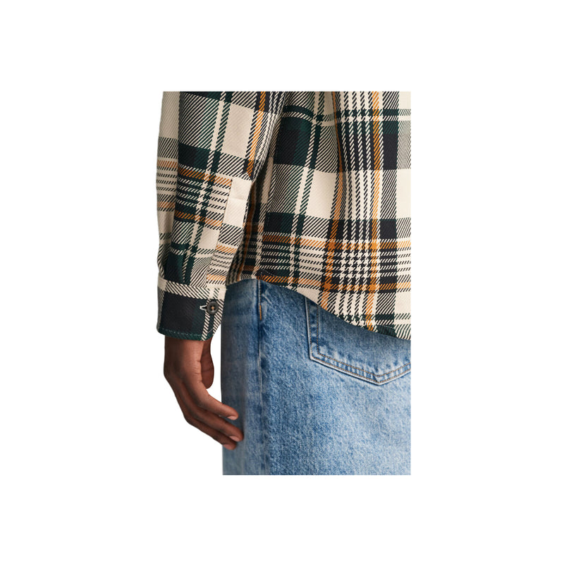 Heavy Twill Check Overshirt - Beige