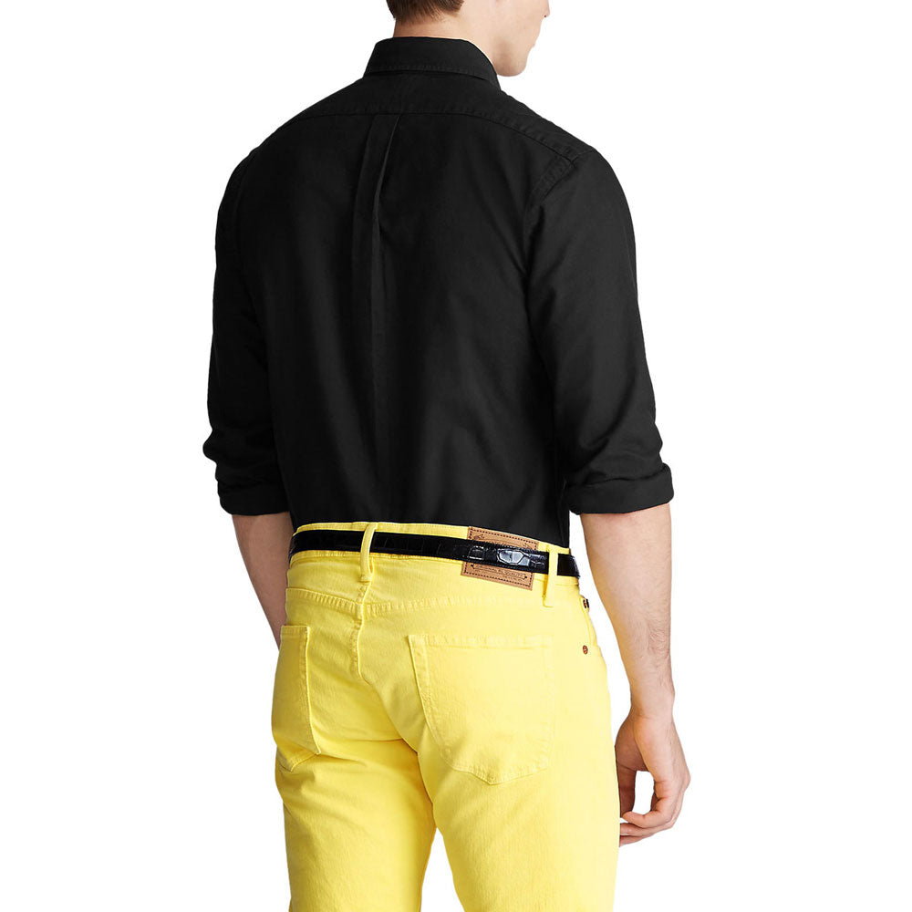 Slim Fit Garment-Dyed Oxford Shirt - Black