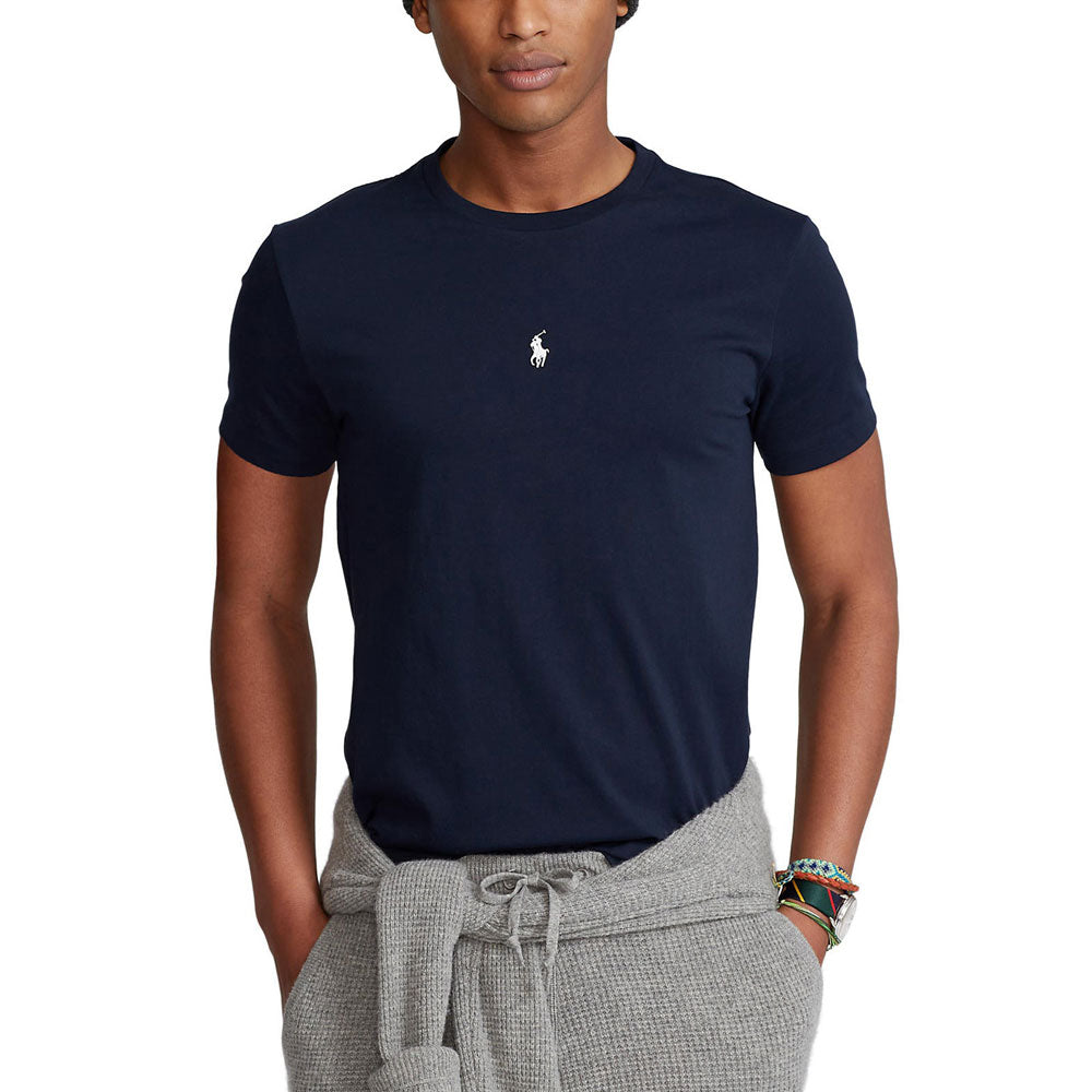 Custom Slim Fit Jersey Crewneck T-Shirt - Navy