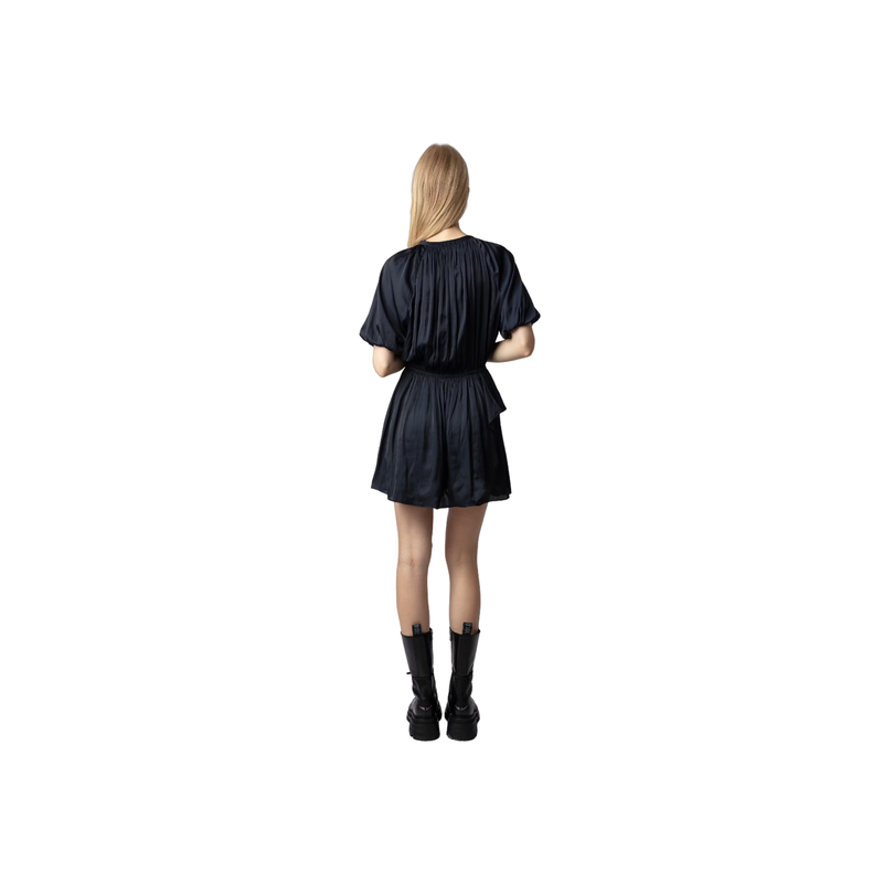 Romina Satin Dress - Navy