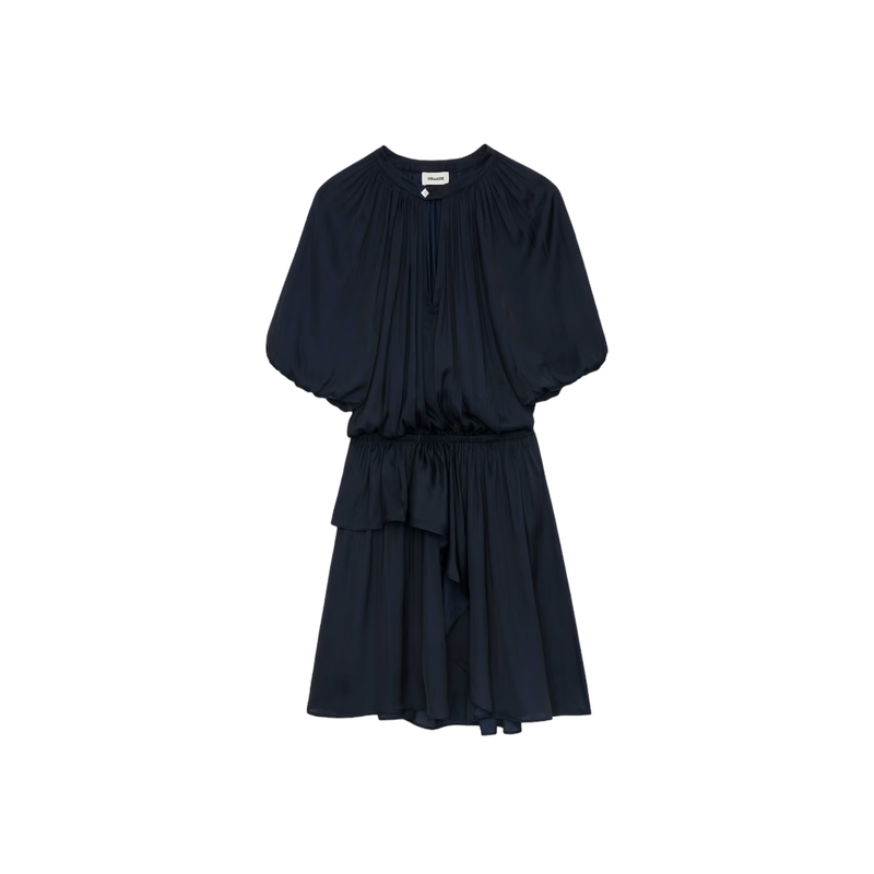 Romina Satin Dress - Navy