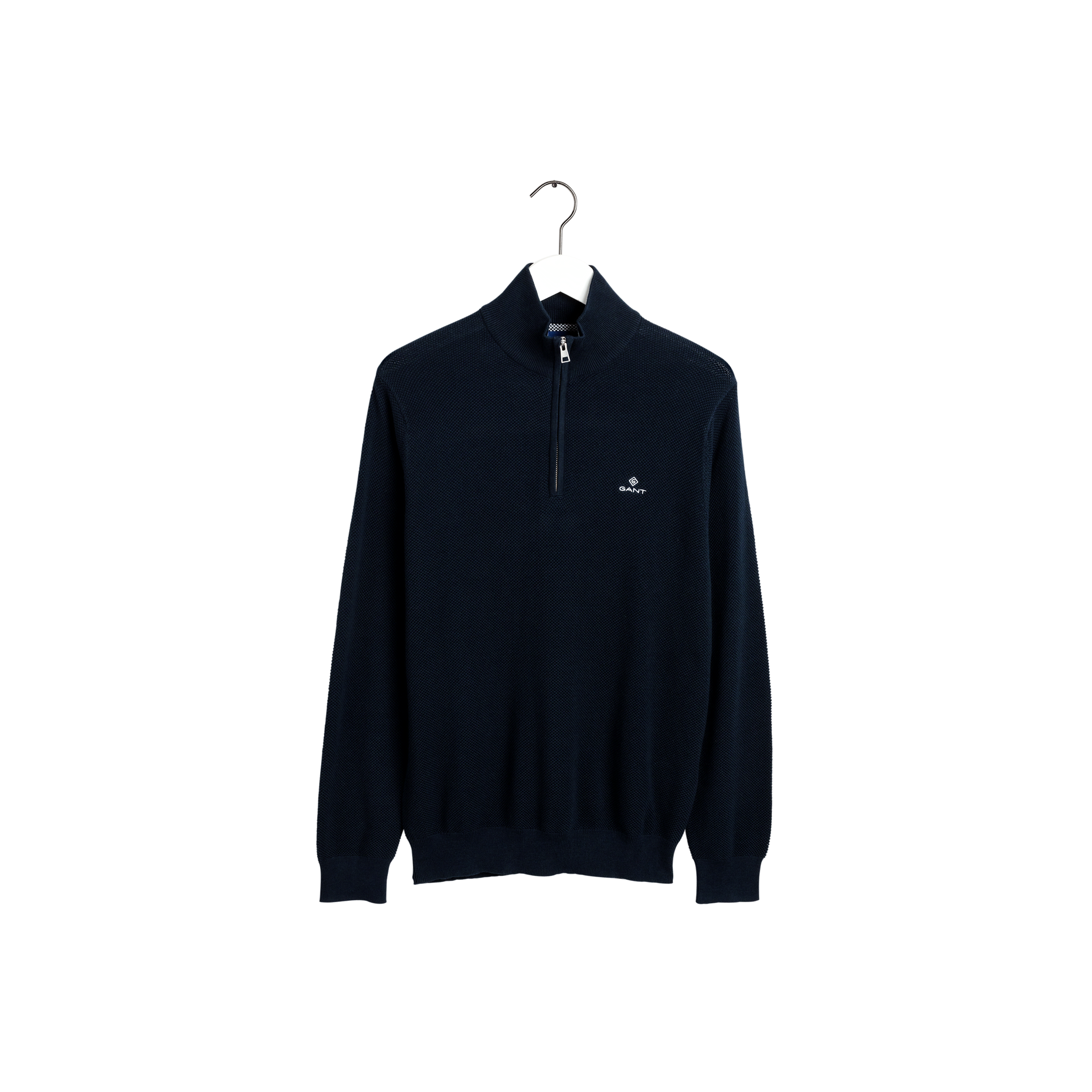 Cotton Pique Half Zip - Blue