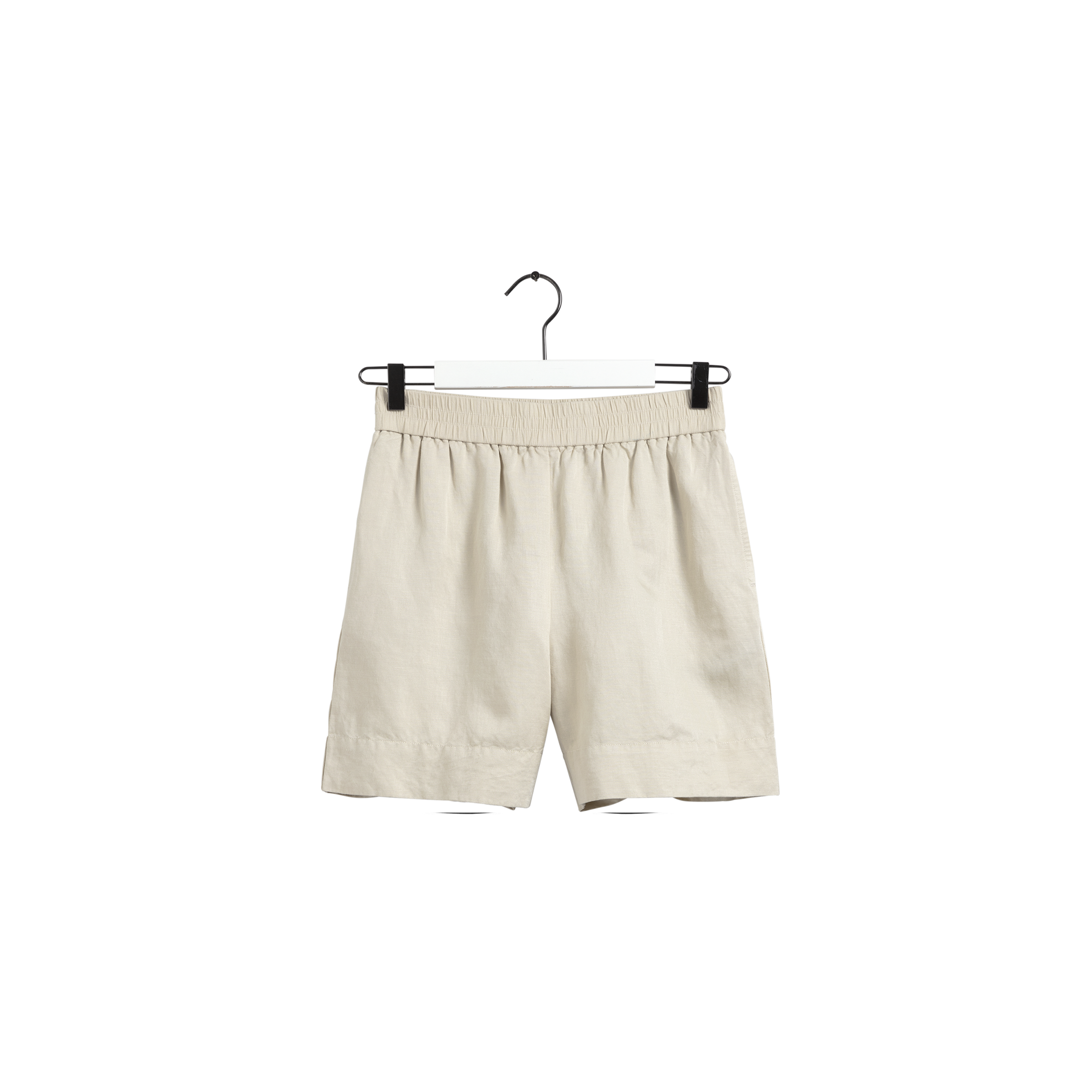 Linen Viscose Pull-On Shorts - Beige