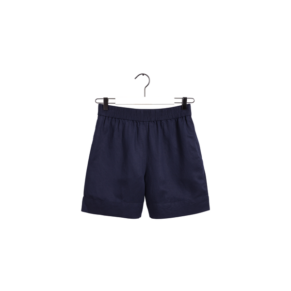 Linen Viscose Pull-On Shorts - Blue
