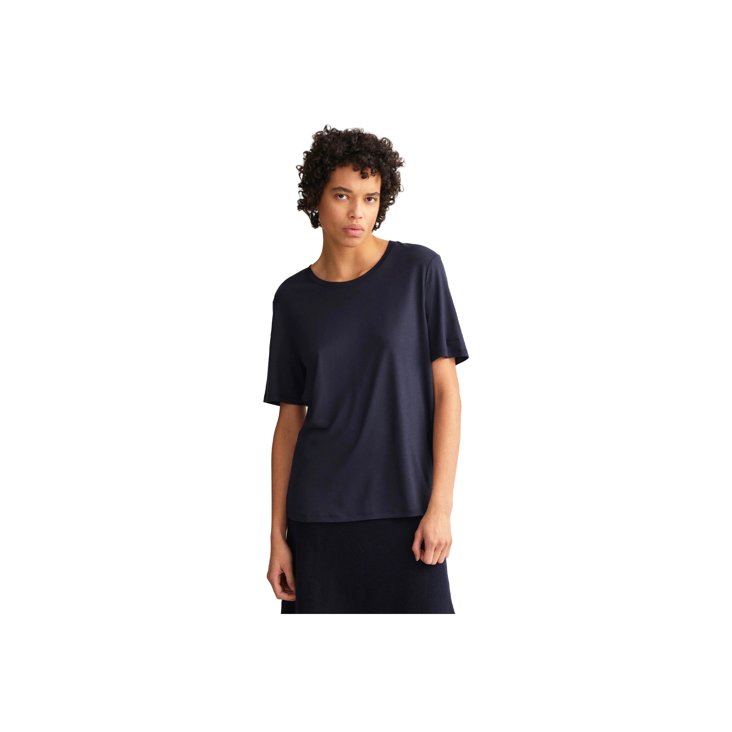 Drape Ss T-Shirt - Navy