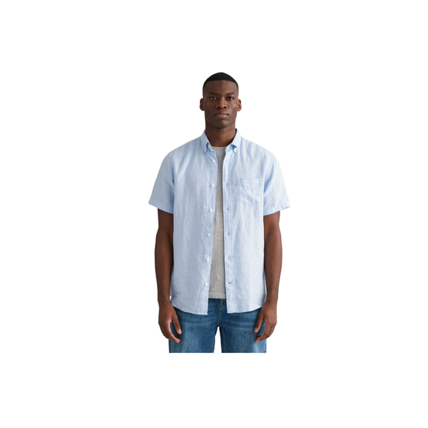 Reg Linen Ss Shirt - Blue