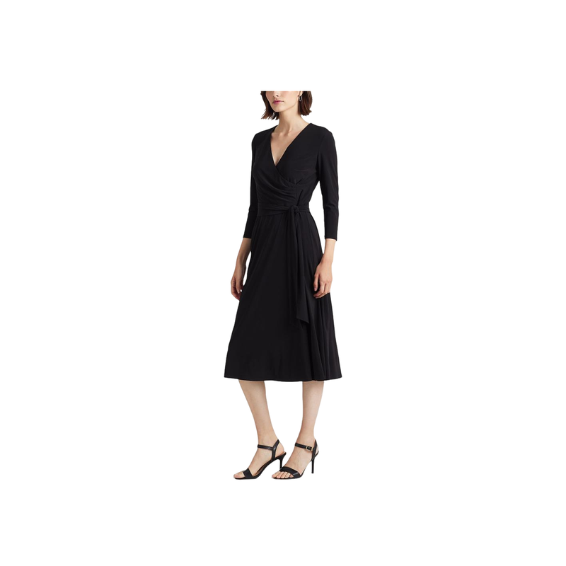Carlyna 3/4 Sleeve Day Dress - 004 Black