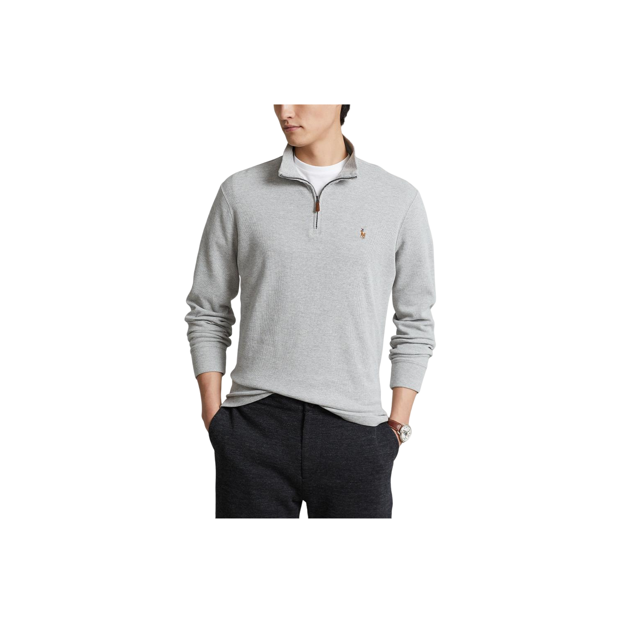 Estate-Rib Quarter-Zip Pullover - Grey